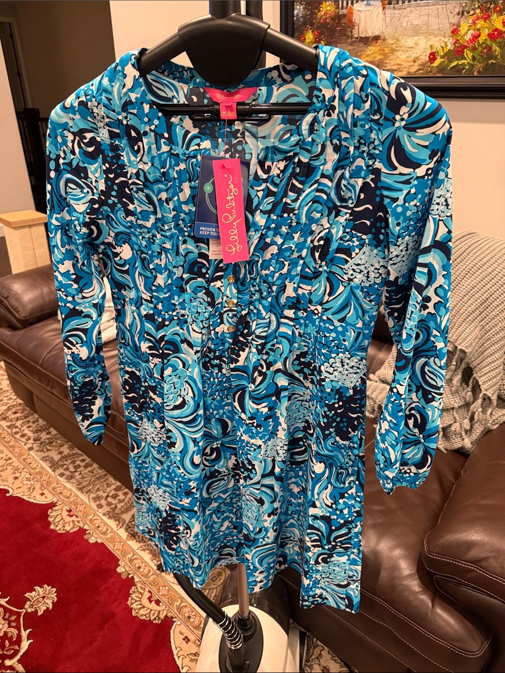 Lilly Pulitzer Blue & White Swirl Print Tunic